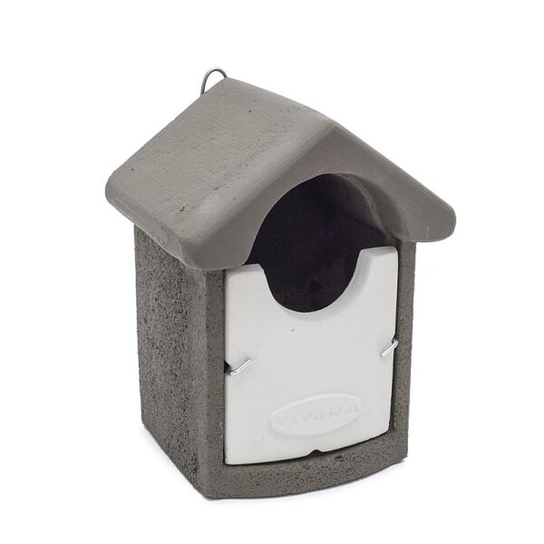 Bild eines grauen Nistkastens für Vögel