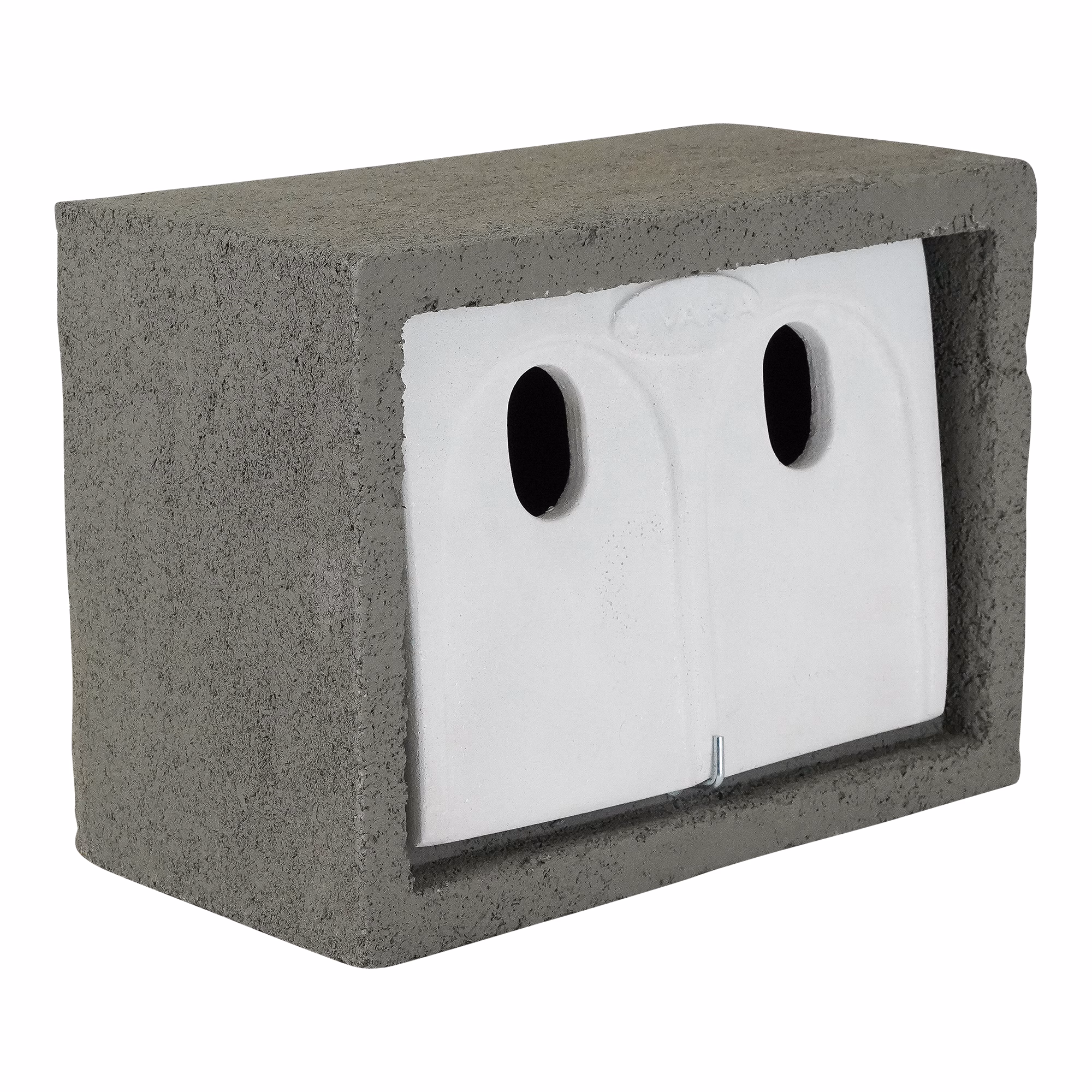 built in box for house sparrow made from Woodstone